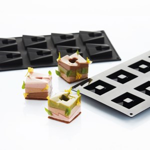Форма для пирожных "Cube" 50х50 h16мм, 8 ячеек, 28мл, силикон 30SIL601